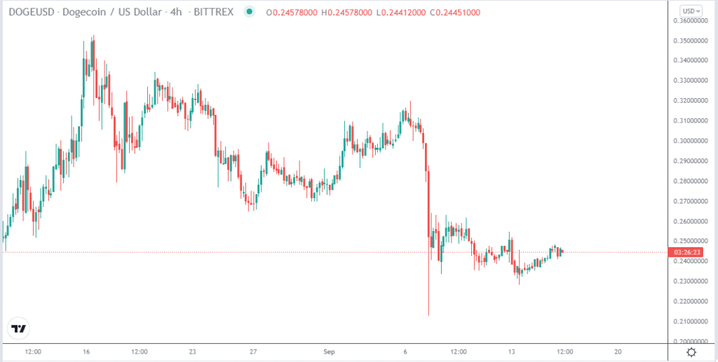 Dogecoin (DOGE USD) 4h price chart