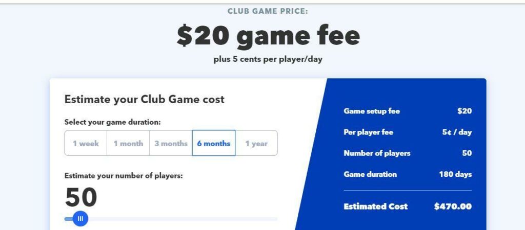 Club Games Fees