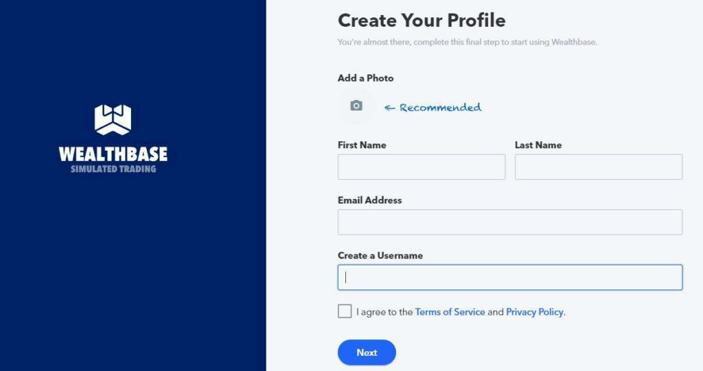 Wealthbase: Create Your Profile