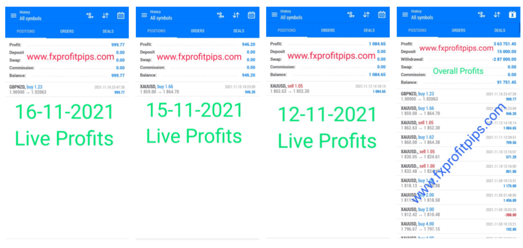 FX Profit Pips screenshots of trading results