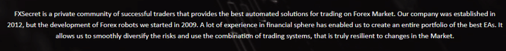 Company info of FXSecret Immortal