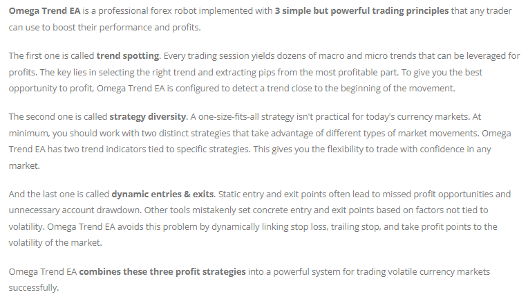 Strategies used by Omega Trend EA