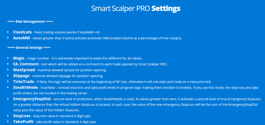 Smart Scalper Pro settings