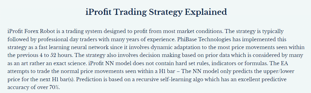 Trading approach used by iProfit EA