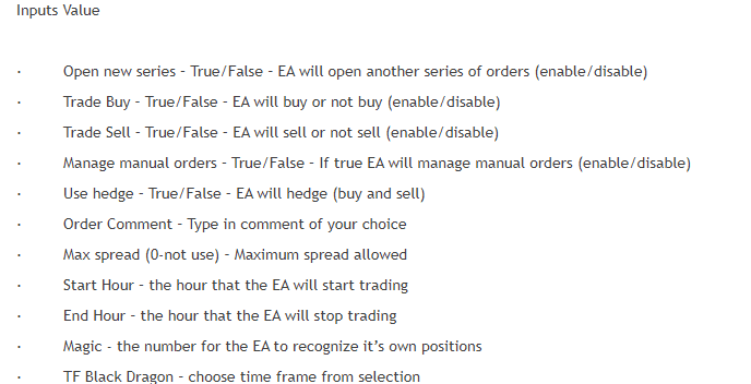 Features of EA Black Dragon on MQL5