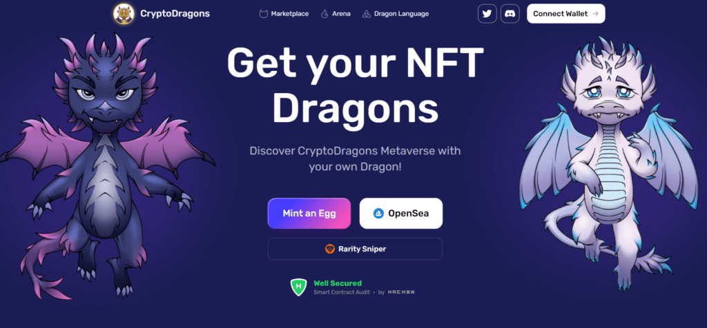 CryptoDragons website homepage