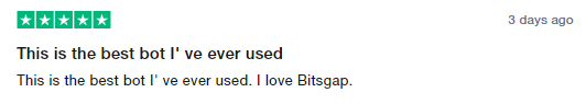 User review for Bitsgap on the Trustpilot site